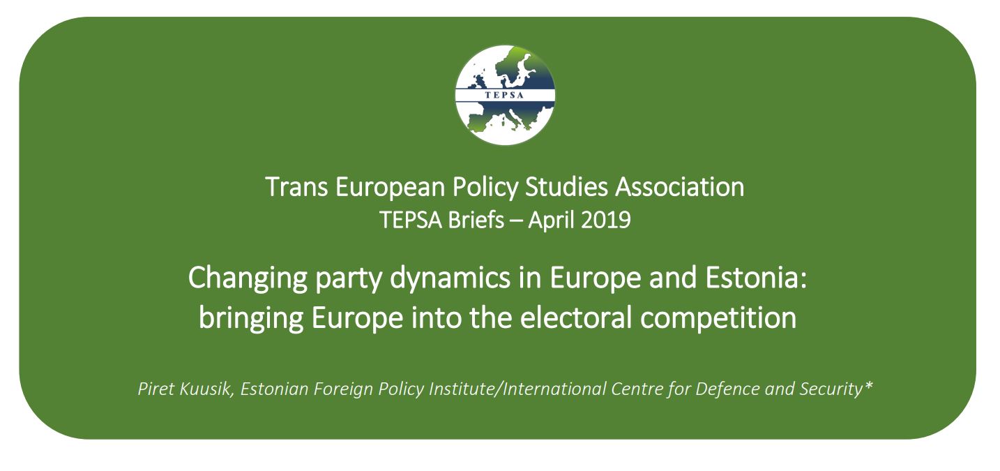 Image for Piret Kuusik for TEPSA: “Changing Party Dynamics in Europe and Estonia: Bringing Europe Into the Electoral Competition”